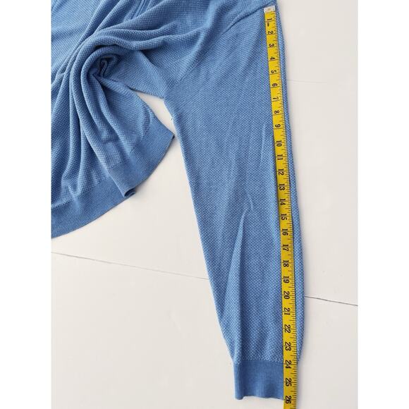 Lincs Cashmere Blend Sweater Men XL Blue High Neck 1/4 Zipper Dots Cozy Stretch - Picture 6 of 12